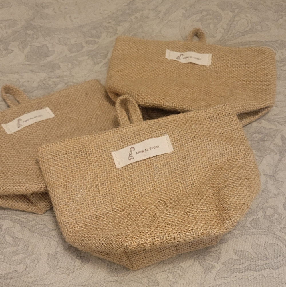 4/$15 SALE Animal Story Burlap Hanging Bags Sacks Set of 3 New